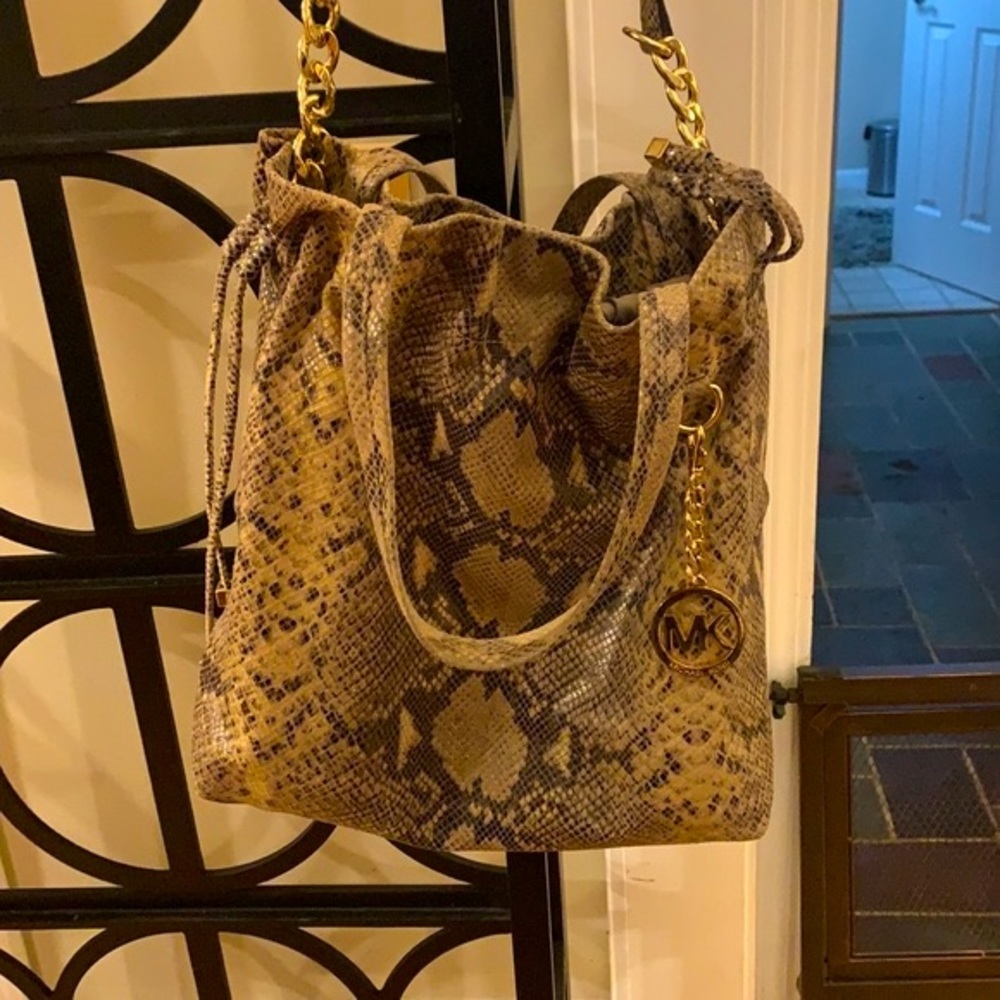 Michael Kors, Tan Python Leather Hobo